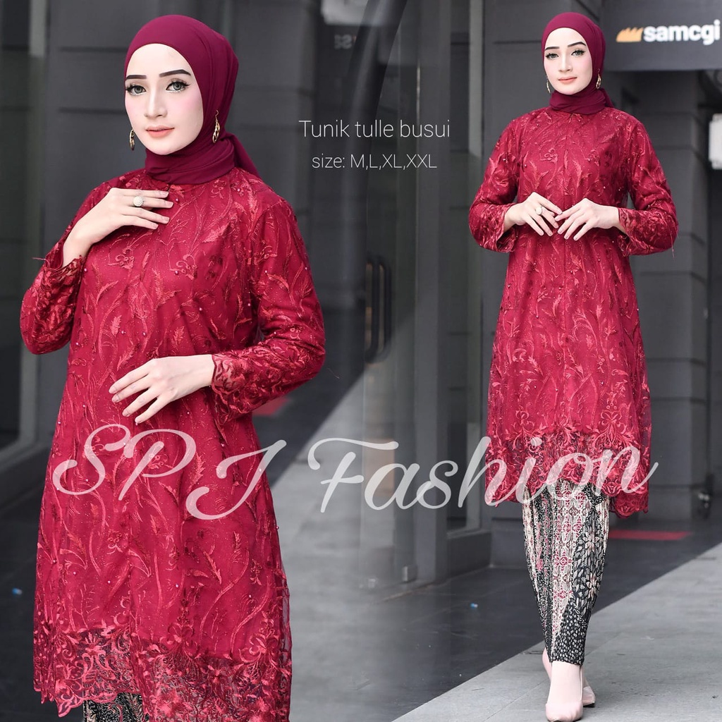 Best Setelan kebaya tunik tille busui Outfit Kebaya Tunik Tulle busui-kebaya Modern-Dress Pesta -dres Wisuda-tunik busi kondangan-kebaya modern-kepaya pesta-kebaya wisuda