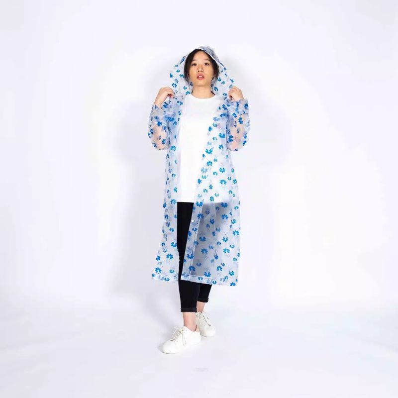 Jas Hujan Terusan Dewasa Unisex Transparan ( Bening) / Jas Hujan Gamis / Eva Raincot Banyak Motif