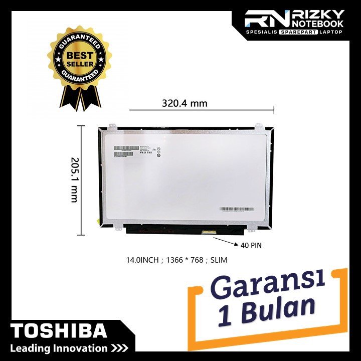 LED Panel Screen 14.0&quot; Slim 40 pin Atas-Bawah N140BGE-L43