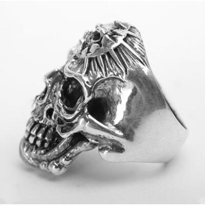 SEUSUK  Cincin Motif Tengkorak Gothic Ala Punk Bahan Stainless Steel untuk Pria