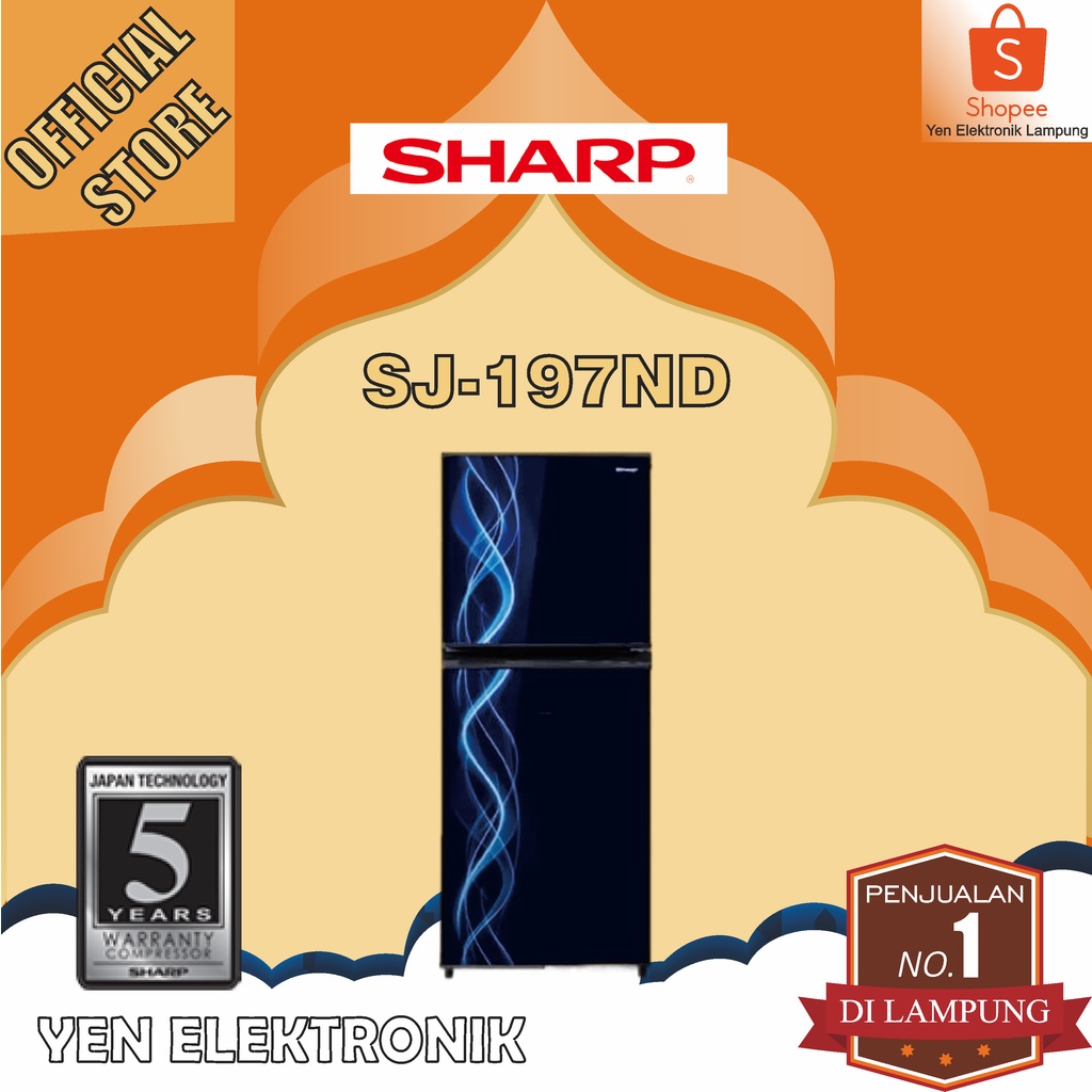 Kulkas SHARP SJ 197ND VP/VB 2 Pintu 172 Liter Garansi Resmi SHARP 5 Tahun