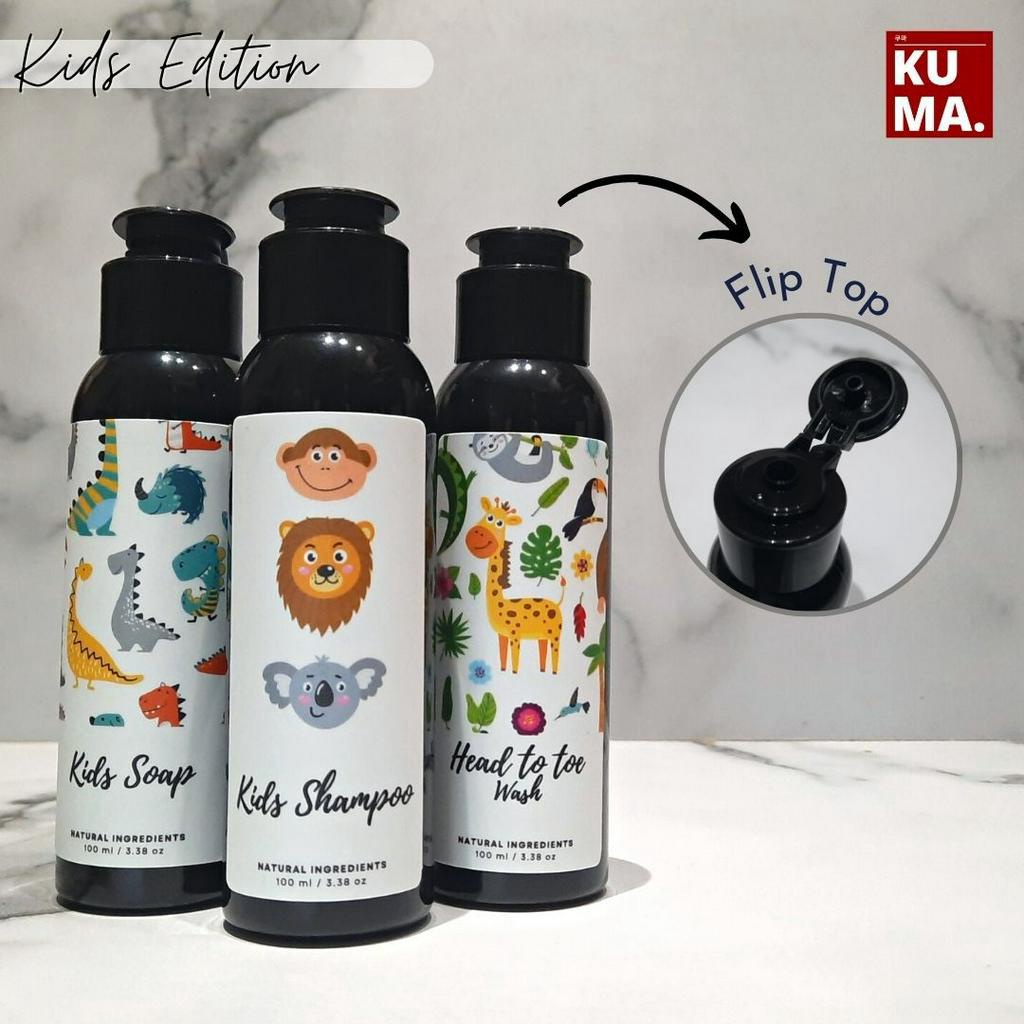 KUMA Botol Sabun Refill Anak Lucu Aesthetic 500ml Kids Soap Refillable Bottle Kids Body Wash Shampoo Head to Toe