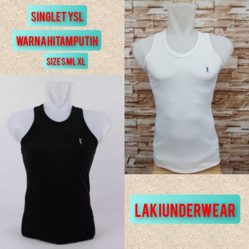 KAOS SINGLET YSL SYS3150 ISI-1 PUTIH HITAM