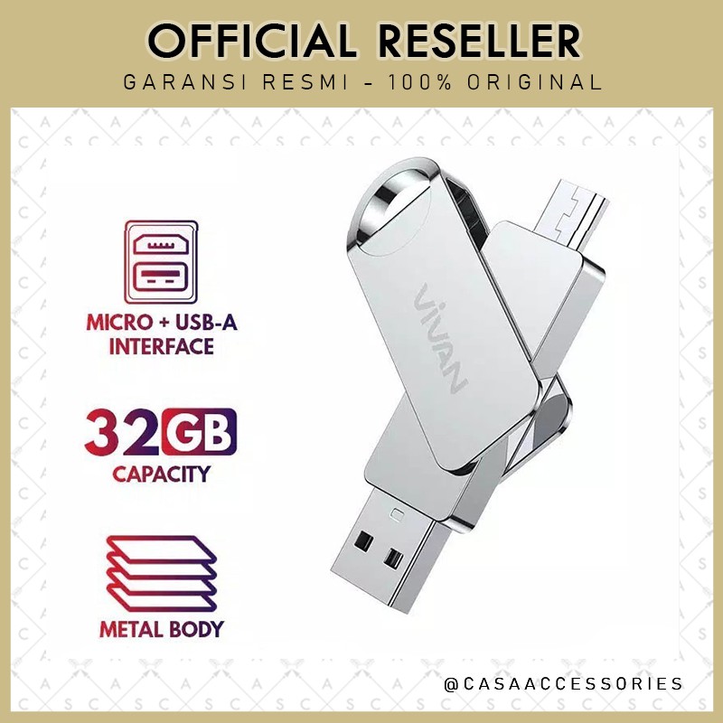 Vivan VOM132 32GB Flashdisk OTG Dual Interface Micro-USB Metal Body