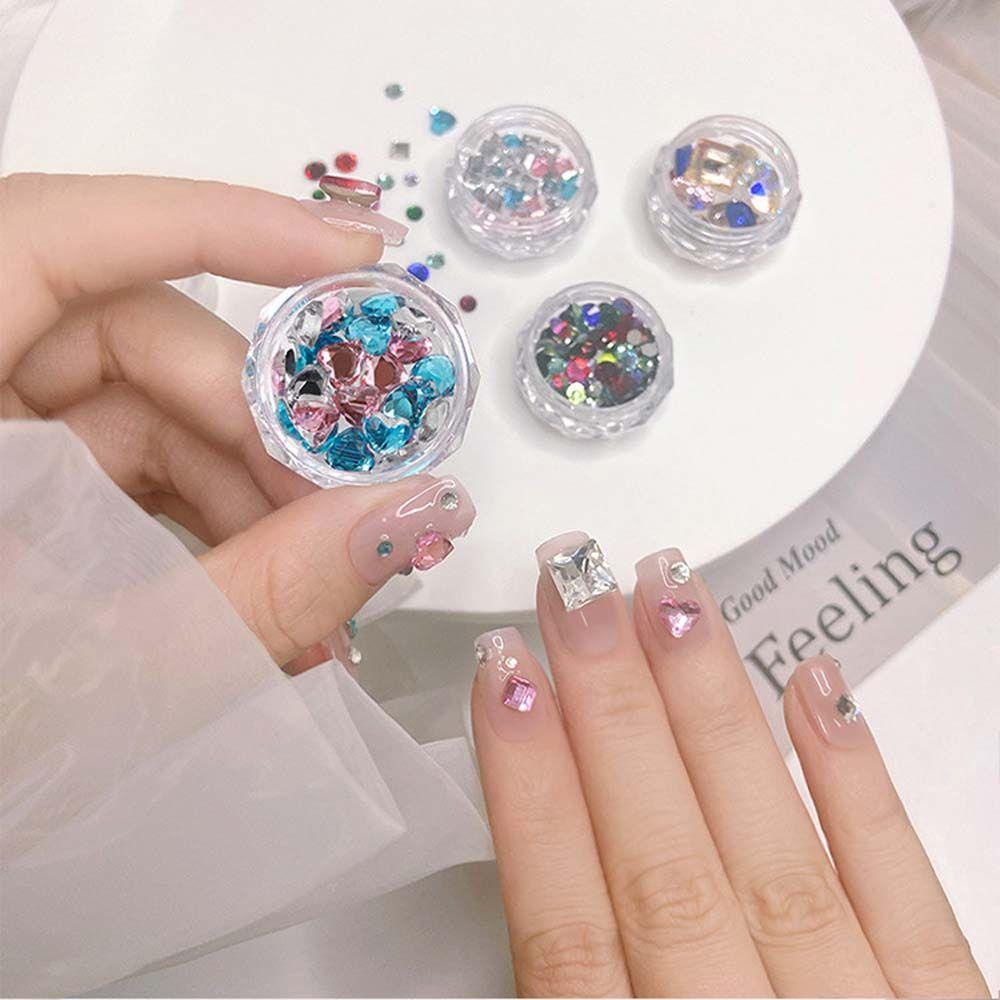 Mxbeauty Dekorasi Nail Art DIY Super Flash Nail Tips Manikur Aksesoris Warna Campur Hiasan Kuku Kristal