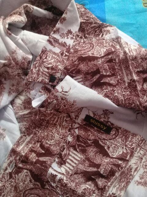 Kemeja Surfing Distro Pria Motif Simpel Bunga Dan Hem Batik Bisa Seragam Bahan Katun Grosir