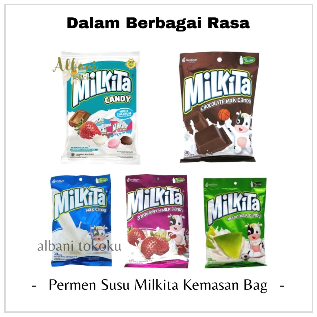 

Permen Milkita Kemasan Bag - Permen Susu - Milkita - Varian Rasa Lengkap - BISA COD