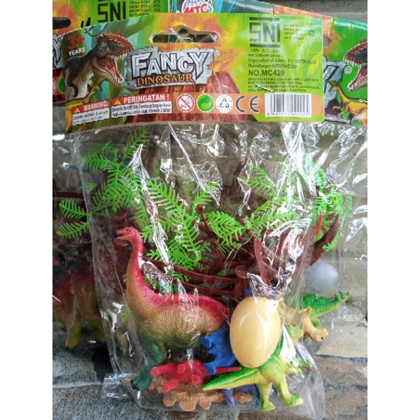 Mainan Dinosaurus Set 6 Dinosaurus 2 Pohon  2 Pagar + Telur