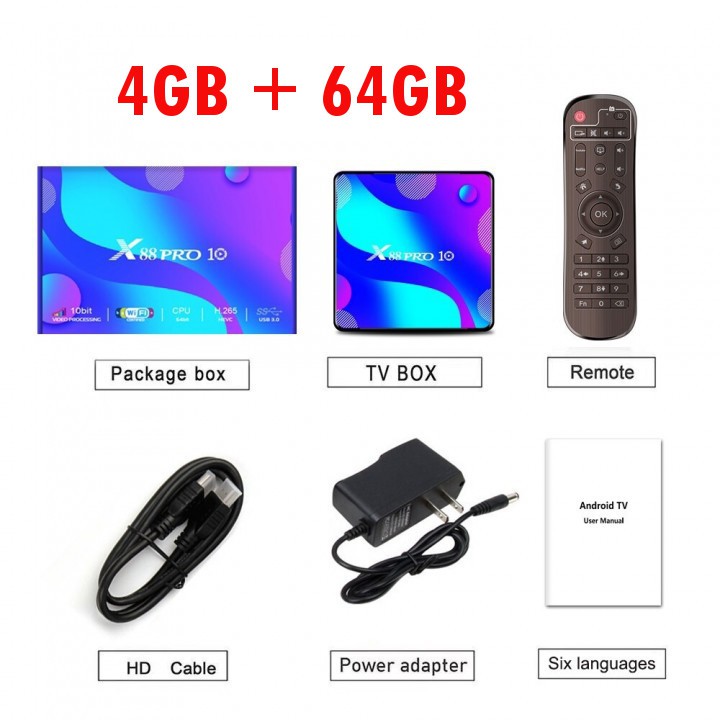 X88 PRO 10 Smart TV Box - 4GB 32GB Android 10.0 4K Dual WIFI