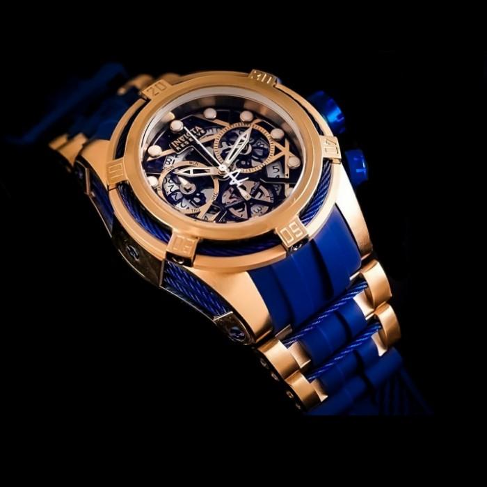 Jam Tangan Pria Merk Invicta Bold Sport Rabber Gold Stainless Bateraii