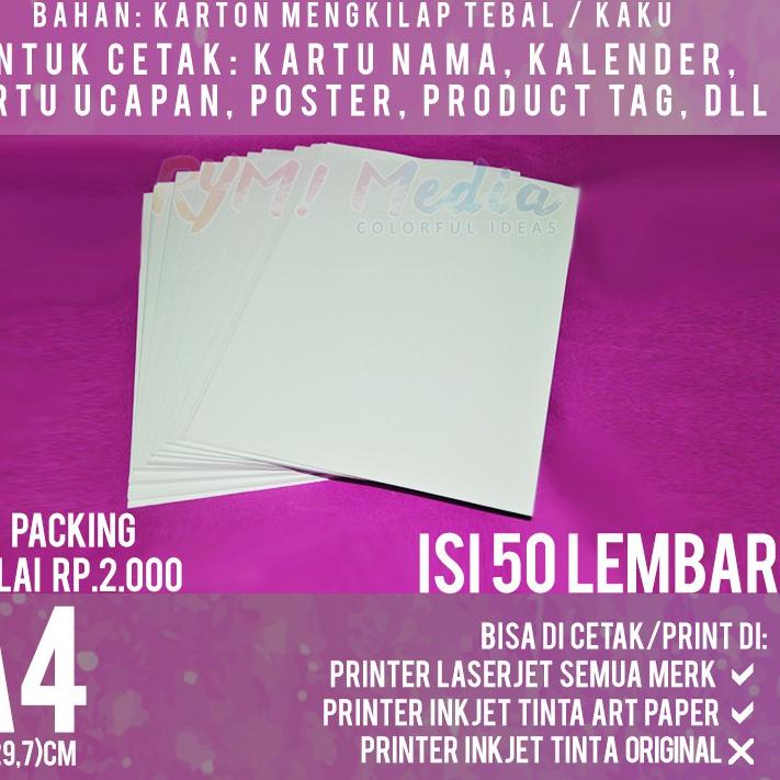 

Limited - Art Karton 260 gsm A4 isi 50 lbr / Kertas Art Carton Paper Glossy 260 gram !!