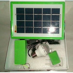 Paket solar cell dengan power bank dan 1 lampu led