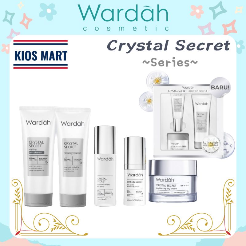 Wardah Crystal Secret Series | Brightening Day Cream | Active Night Gel | Dark Spot Brightening Serum | Exfoliating Toner | Melting Milky Cleanser | Pure Treatment Essence | Refreshing Day Gel