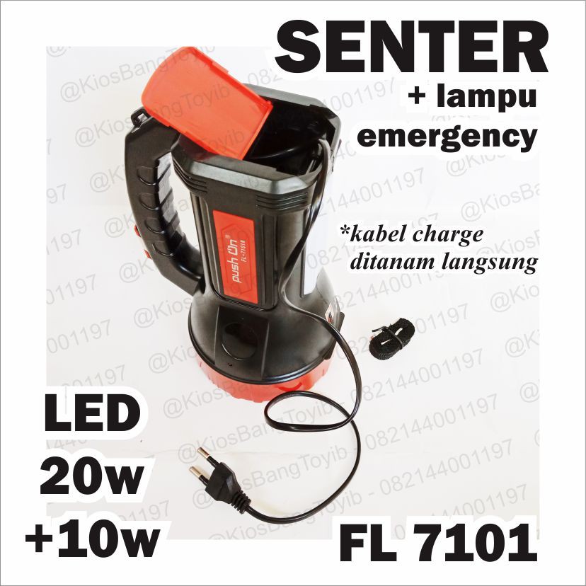 (2in1) Senter + Lampu Emergency 20Watt &quot;PUSH ON FL-7101N&quot;