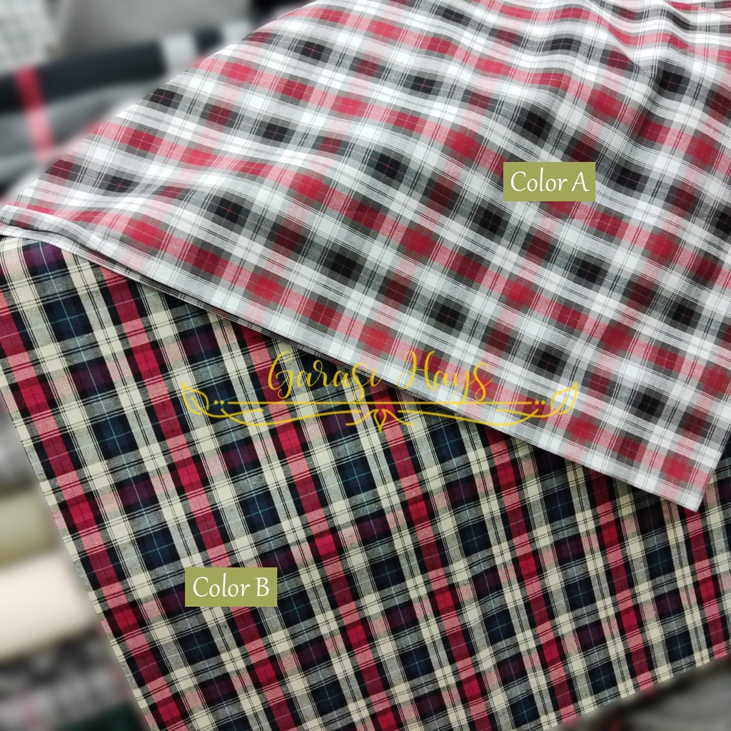 Kain Katun Motif Kotak Lebar 150 cm