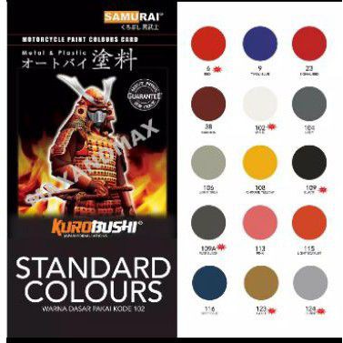 

Pilox Cat Samurai Paint Warna Standard - Black Flat Clear White Red Silver Yellow Gold