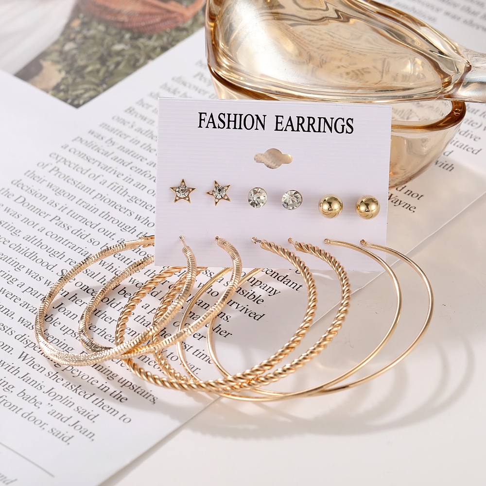 IFYOU 18pcs / Set Anting Stud Mutiara Warna Emas Gaya Bohemian Untuk Wanita