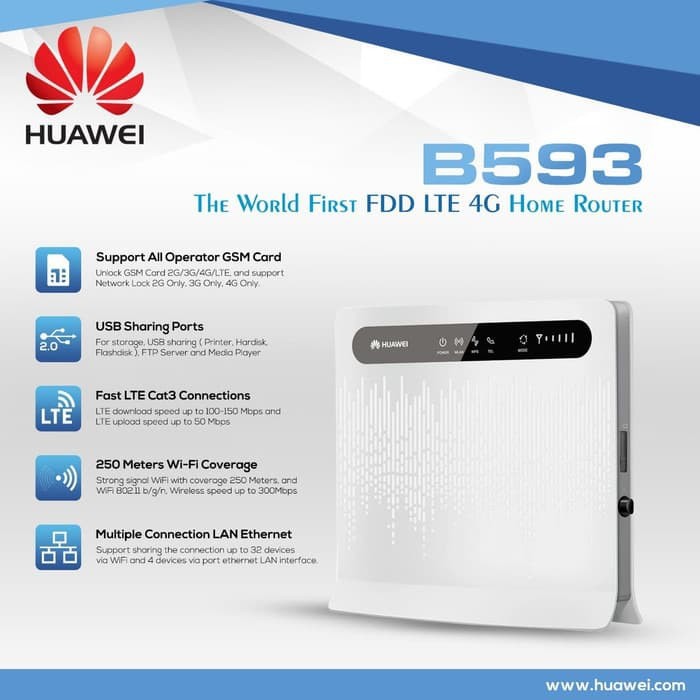 Modem Mifi / Wireless Router HUAWEI B593 4G LTE CPE (UNLOCK ALL GSM) - B593