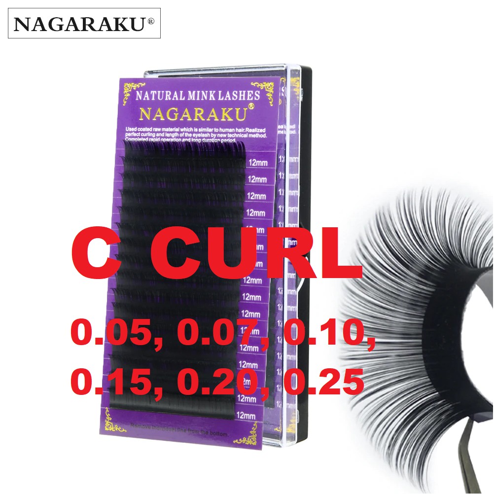 Nagaraku false eyelashes C curl C0.05/C0.07/C0.10/C0.15/C0.20 tanam bulu mata palsu