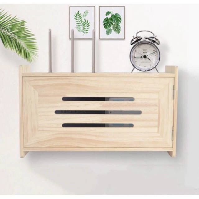 Kotak Wifi Rak Penyimpanan Router Wifi Kotak Penyimpan Wifi Booster TV Rak Dinding Kayu Premium