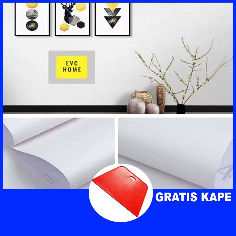 Wallpaper Stiker Dinding Motif Embos Polos Putih / 1 KG MUAT 3 ROLL