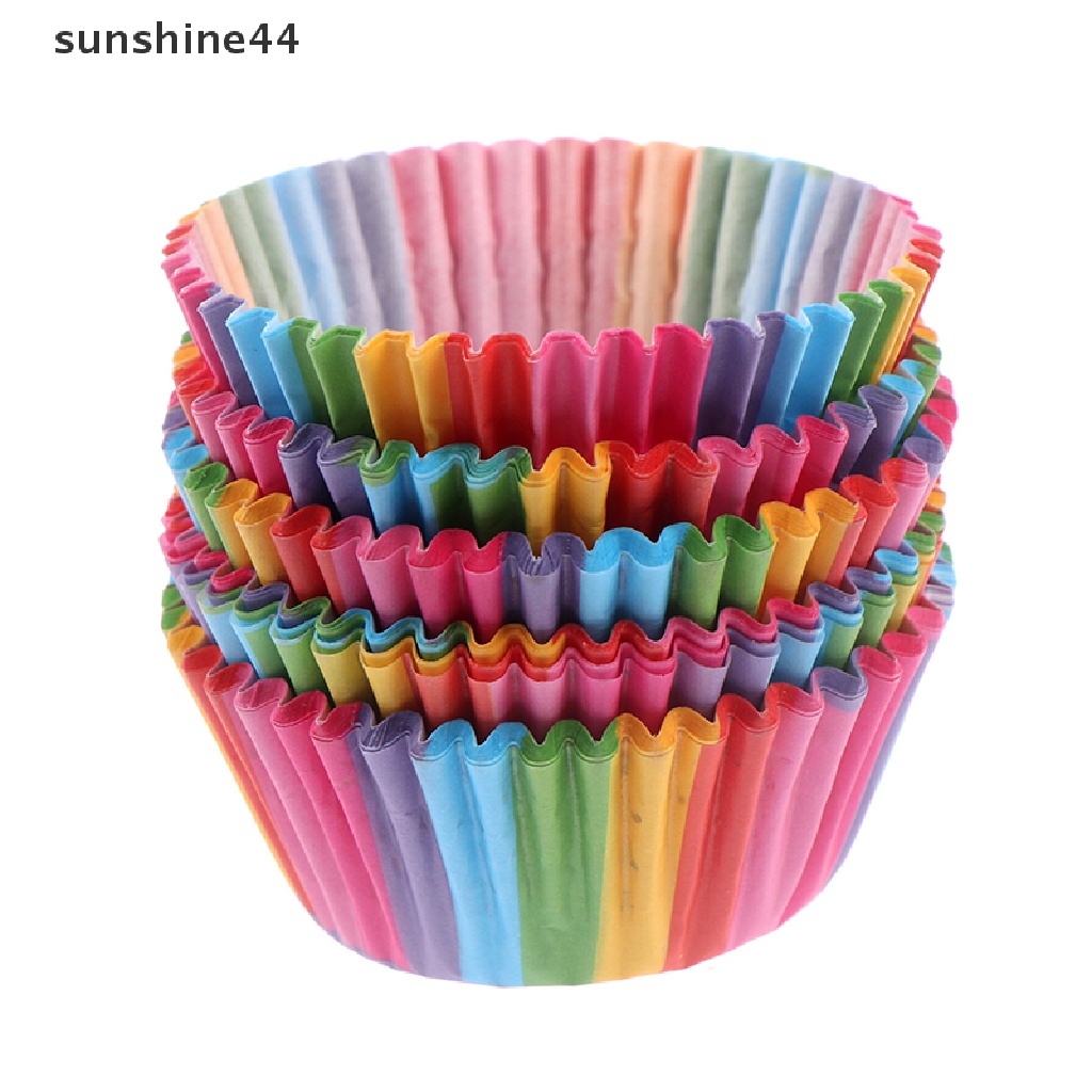 Sunshine 100pcs Kertas Cetakan Cupcake Warna Hujan