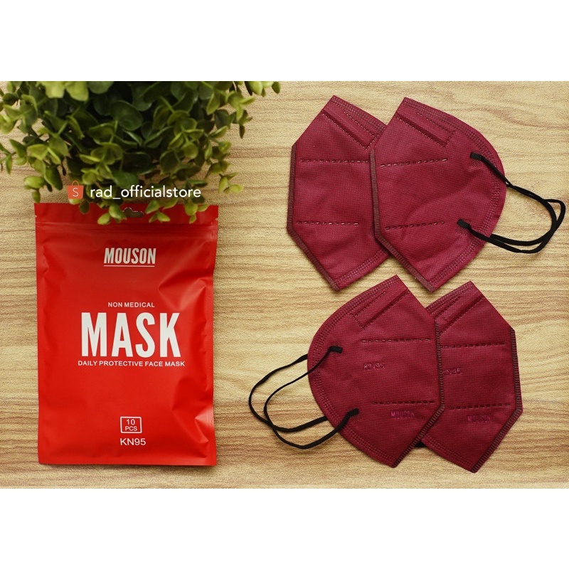 Masker KN95 Mouson warna Maroon isi 10 pcs - KN95 Mouson warna isi 10 pcs