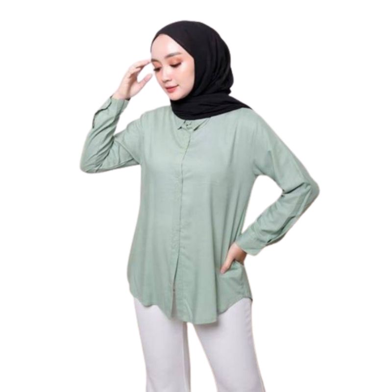 Atasan Kemeja Wanita Polos Shakila Twill Tangan Panjang