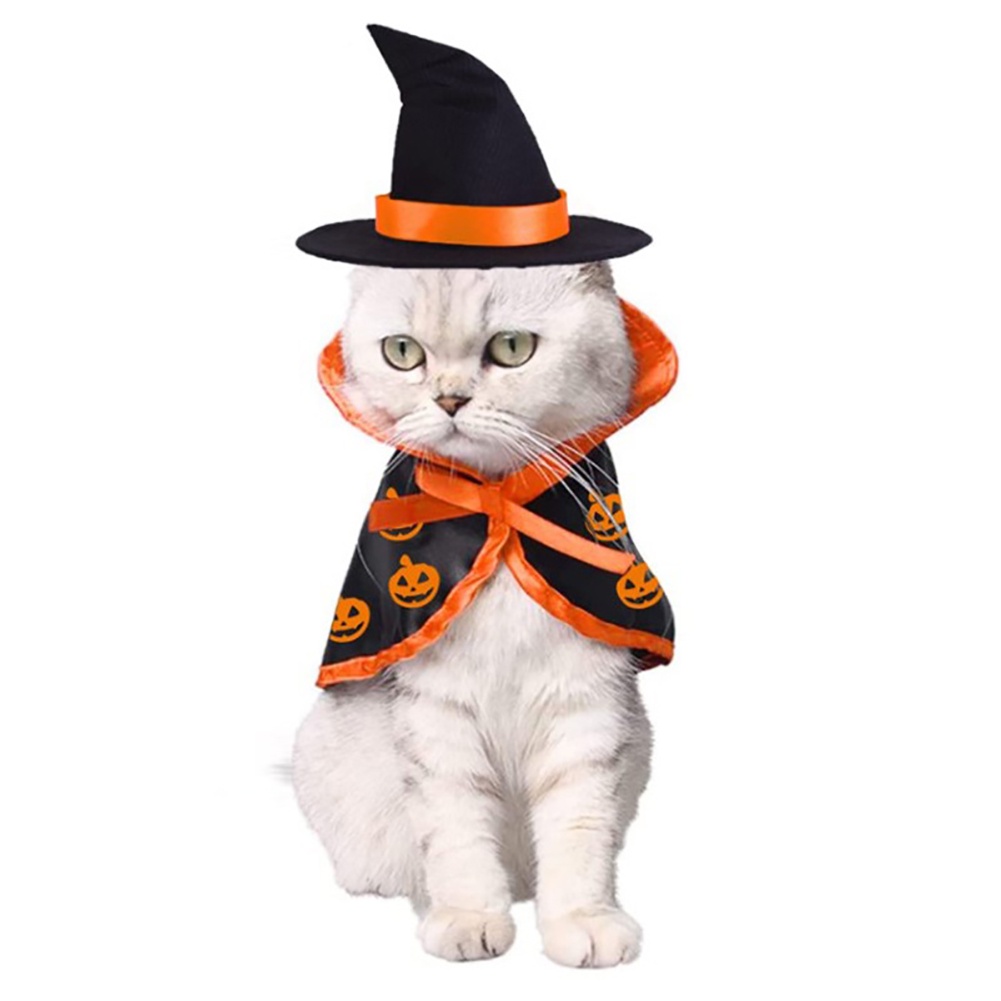 Set Kostum Jubah + Topi Kucing / Anjing Peliharaan Untuk Halloween / Cosplay