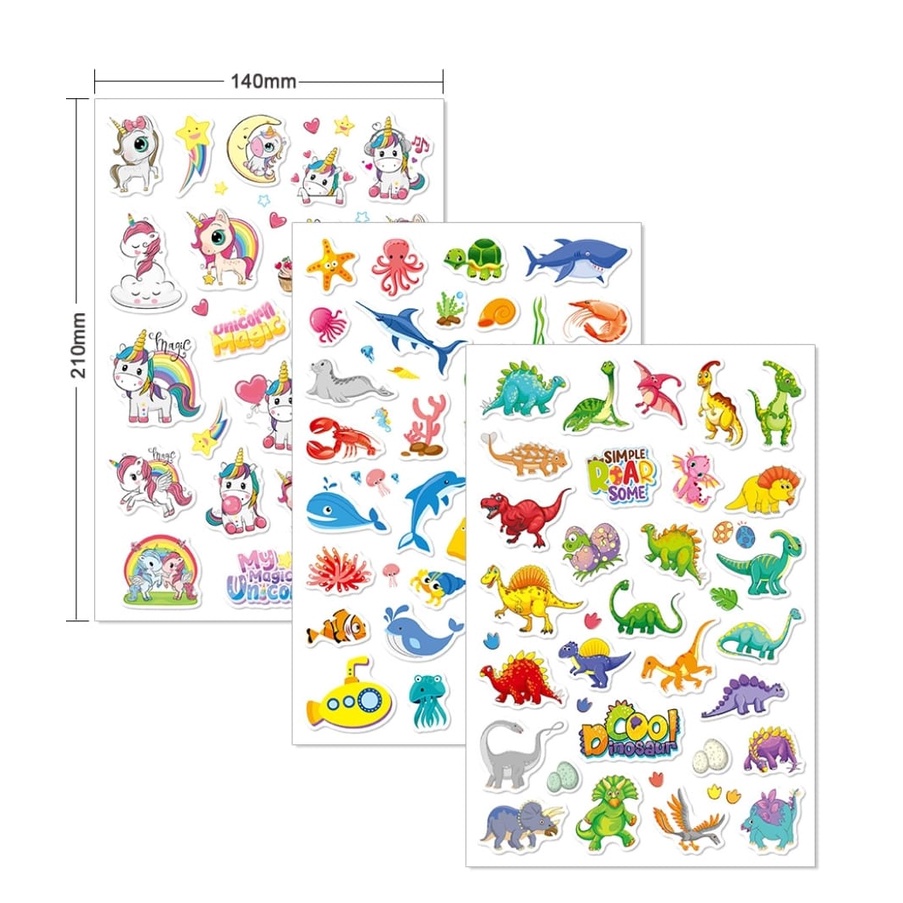 Stiker Reusable Anak Kualitas Premium/ Stiker Waterproof Karakter/ Aktivitas Menempel