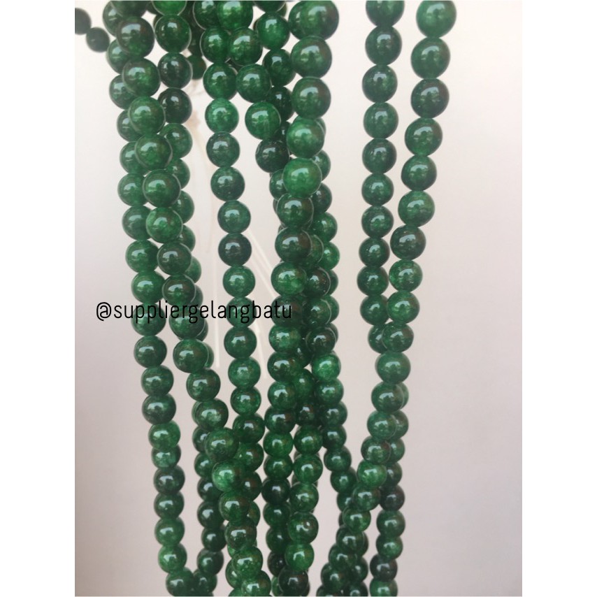 bahan batu giok burma 6mm renceng kalung gelang akik imperial jade fashionita aksesoris import craft