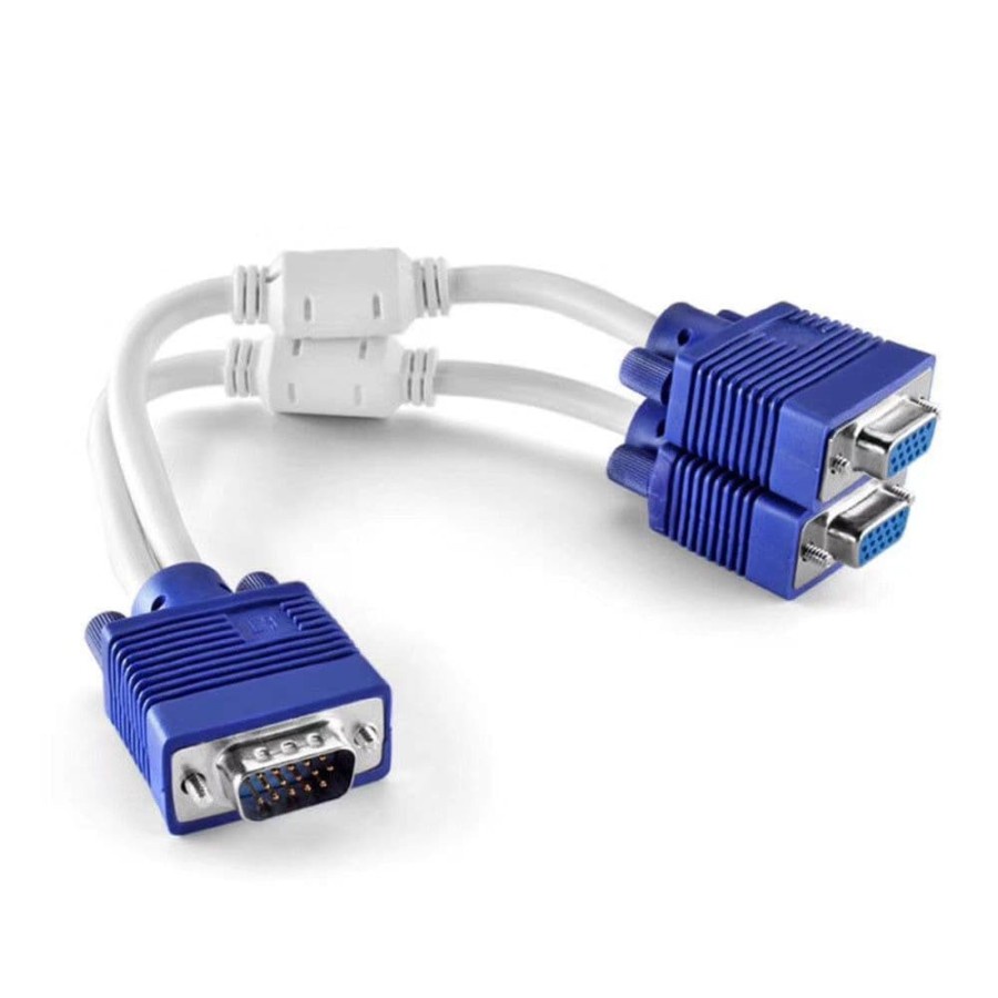 kabel VGA cabang 2 CABLE vga 1 male 2 female splitter HIGH QUALITY kepala biru