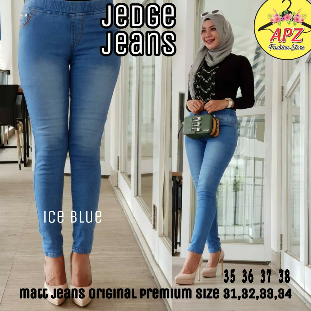 SIZE 31-38! JEDGE ICE BLUE SERIES MELAR PINGGANG KARET NYAMAN DIPAKAI