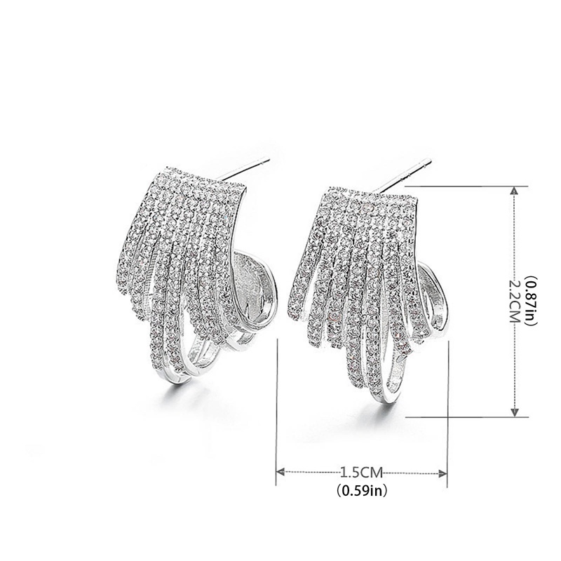 1 Pasang Anting Tusuk Sterling Silver 925 Desain Geometri Asimetris Simple Untuk Wanita