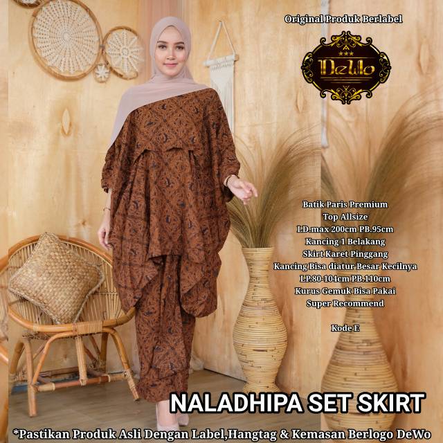 Naladhipa setelan batik rok dan tunik batwing motif batik