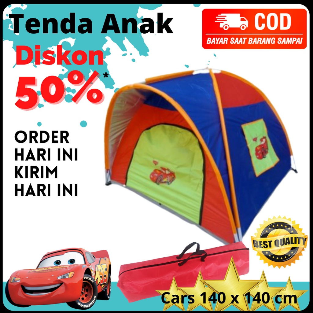 TENDA ANAK KARAKTER CARS UKURAN 140X140 CM _ TENDA MAINAN ANAK MURAH _ KEMAH KEMAHAN