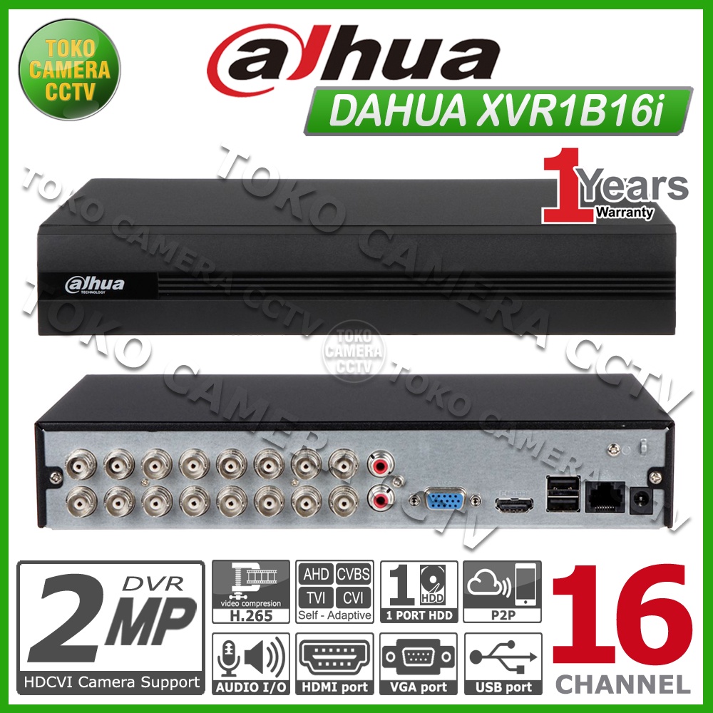 DVR DAHUA 16 CHANNEL XVR1B16i 2MP DVR 16CH DAHUA XVR 1B16 i