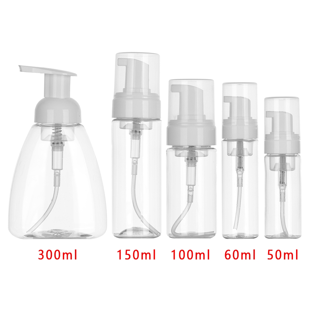 50/80/150/200/250/300ml Portabel Perjalanan Transparan Botol Semprot Kosong/Plastik Squeeze Botol/Sabun Foam Pumping Dispenser Botol / Botol Isi Ulang Kontainer / Botol / Multifungsi Tekan Botol Untuk Lotion, Shampoo, Kosmetik, Alkohol, Cairan Desinfektan