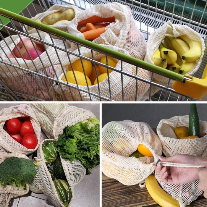 QUALITY ECO BAG Lipat Kantong Tas Belanja Jaring Kantung Tempat Buah Sayuran