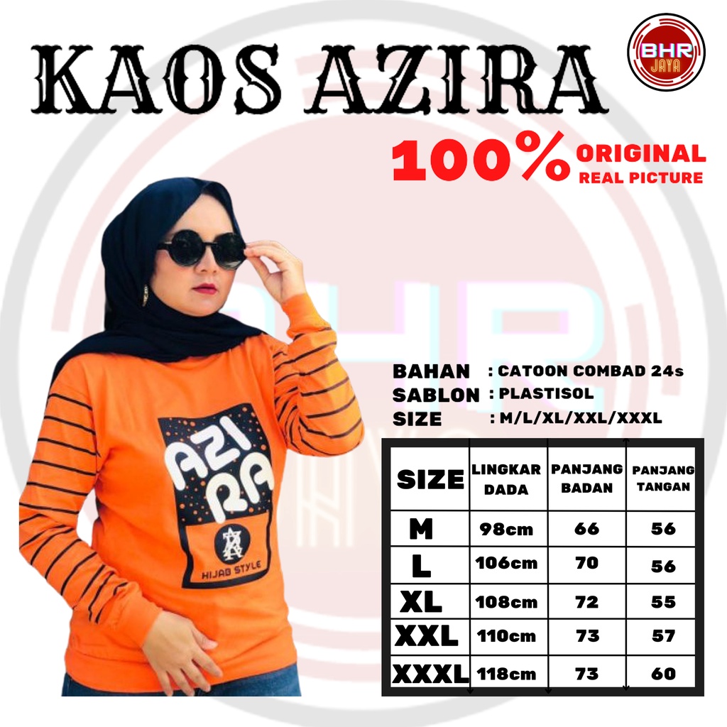 Kaos Wanita Lengan Panjang Azira Warna Oren Size M/L/XL/XXL/XXXL
