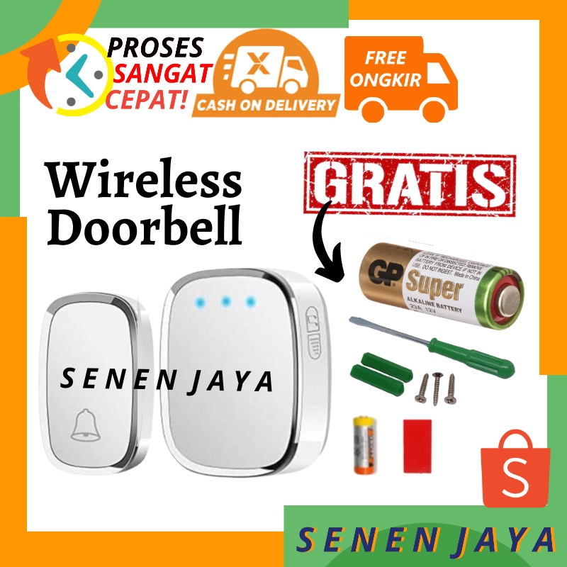 Jual BONUS BATRE!! Wireless Door Bell I Bel Rumah Tanpa Kabel I Bel ...