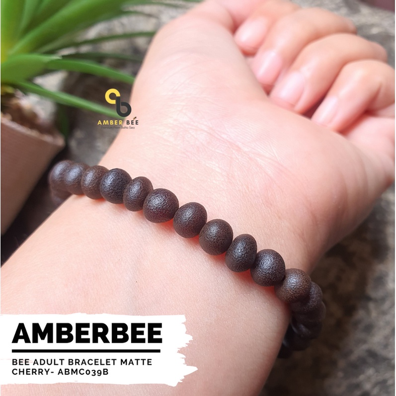 Gelang Amber Dewasa Premium Baltic Dark Color BGMC039 Stretchy By Amber Bee