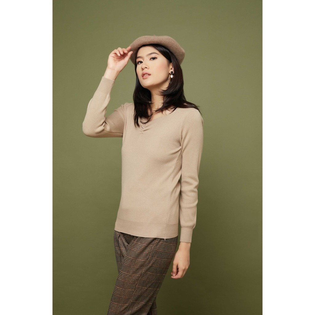 Peach Poppy Ree Top - Atasan Wanita Kaos Lengan Panjang Premium Knit