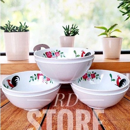 PROMO 6.PCS MANGKOK RAMEN MOTIF AYAM MELAMINE