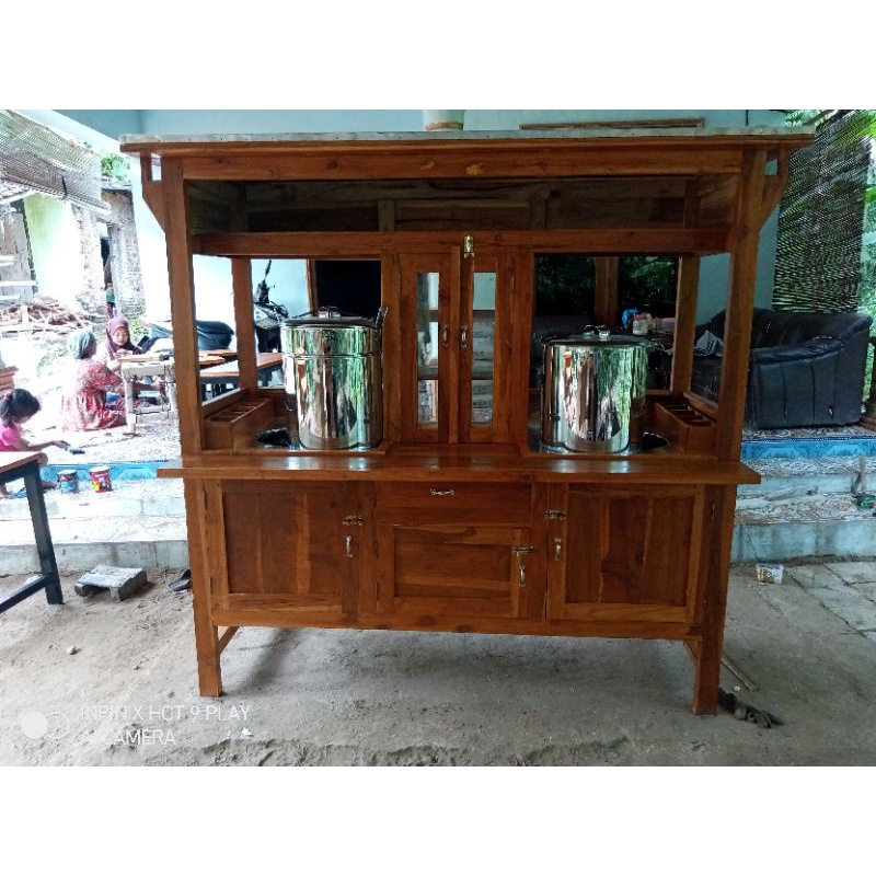 gerobak bakso dan mie ayam kayu jati dan dua dandang free ongkir