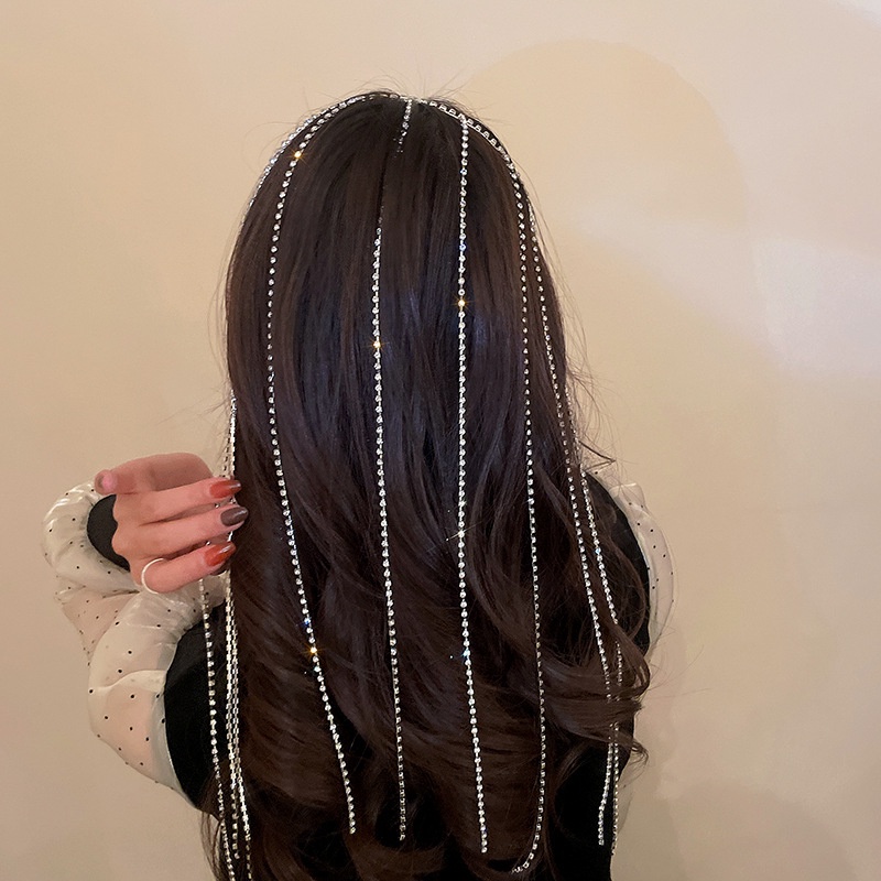 Headband Model Empat Lapis Aksen Berlian Imitasi Bahan Metal Untuk Wanita