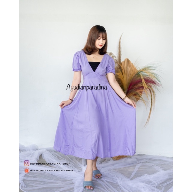 DRESS ELSA LONGDRESS WANITA DRES PANJANG CASUAL RUFLE PARTY KOREA STYLE KOREAN