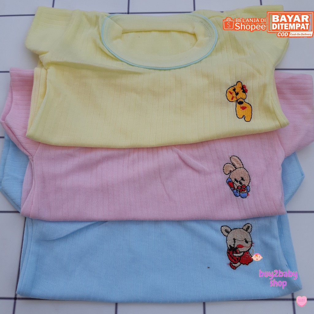 Setelan kaos celana pendek bayi murah untuk harian usia 3-6 bulan 3 warna isi 3 PCS