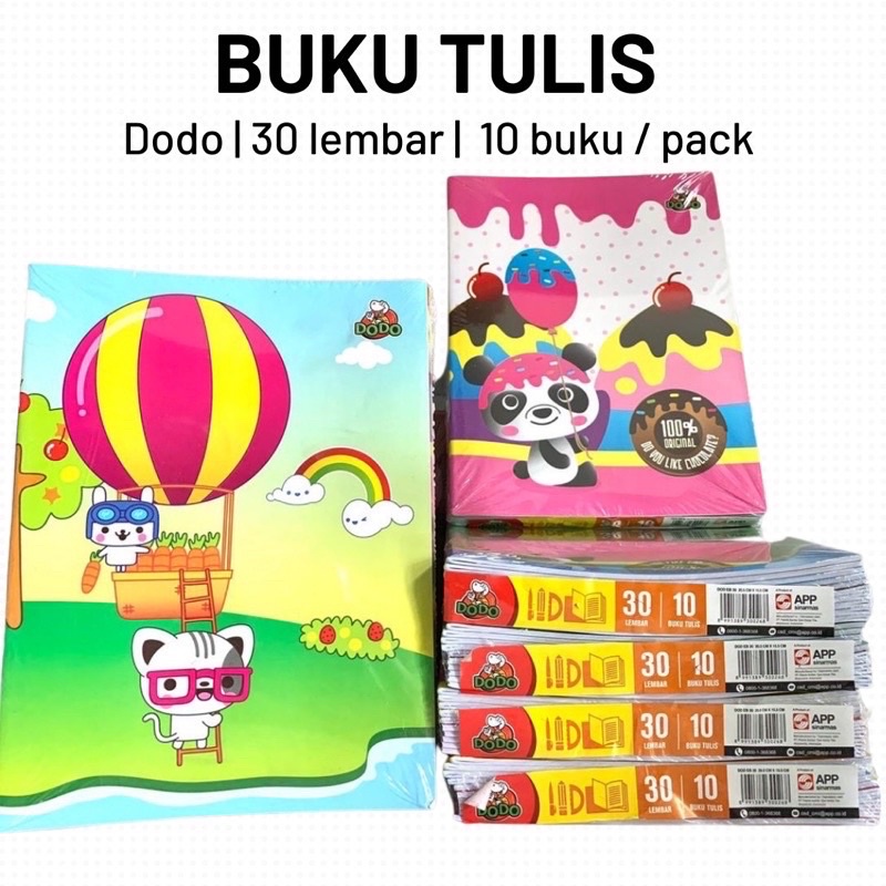 

Buku tulis isi 30lbr DODO perbungkus 10pc harga ⬇️