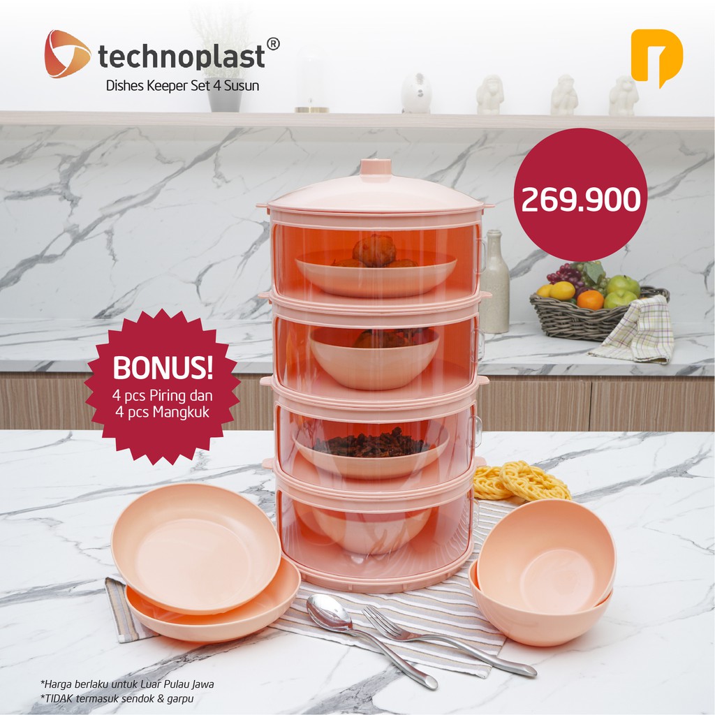 DUSDUSAN Technoplast Dishes Keeper Set 4 Susun Tudung Saji Ala Korea